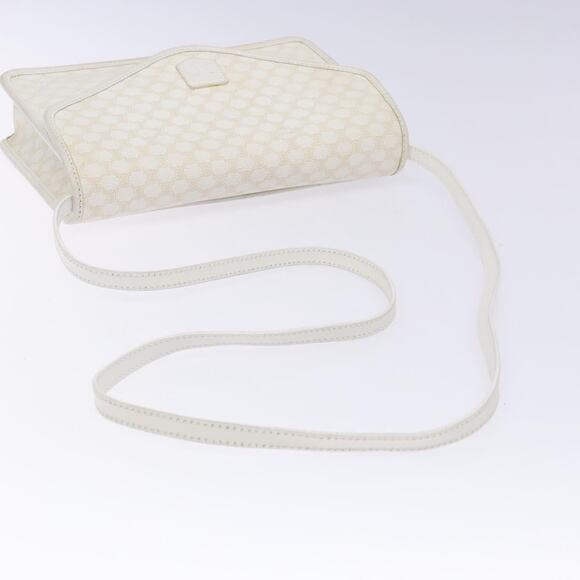 CELINE Macadam Canvas Shoulder Bag Pvc Leather White Gold - Picture 7 of 12